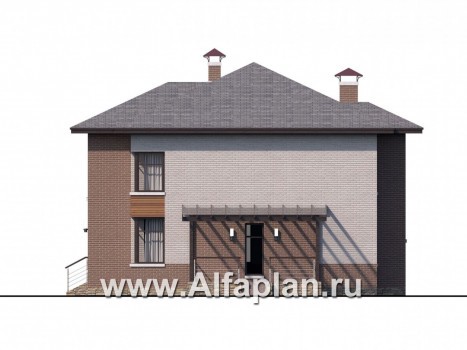 Проекты домов Альфаплан - «Печора» - стильный двухэтажный коттедж - превью фасада №2