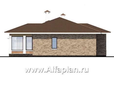 Проекты домов Альфаплан - «Аонида» - одноэтажный коттедж с остекленной верандой - превью фасада №2