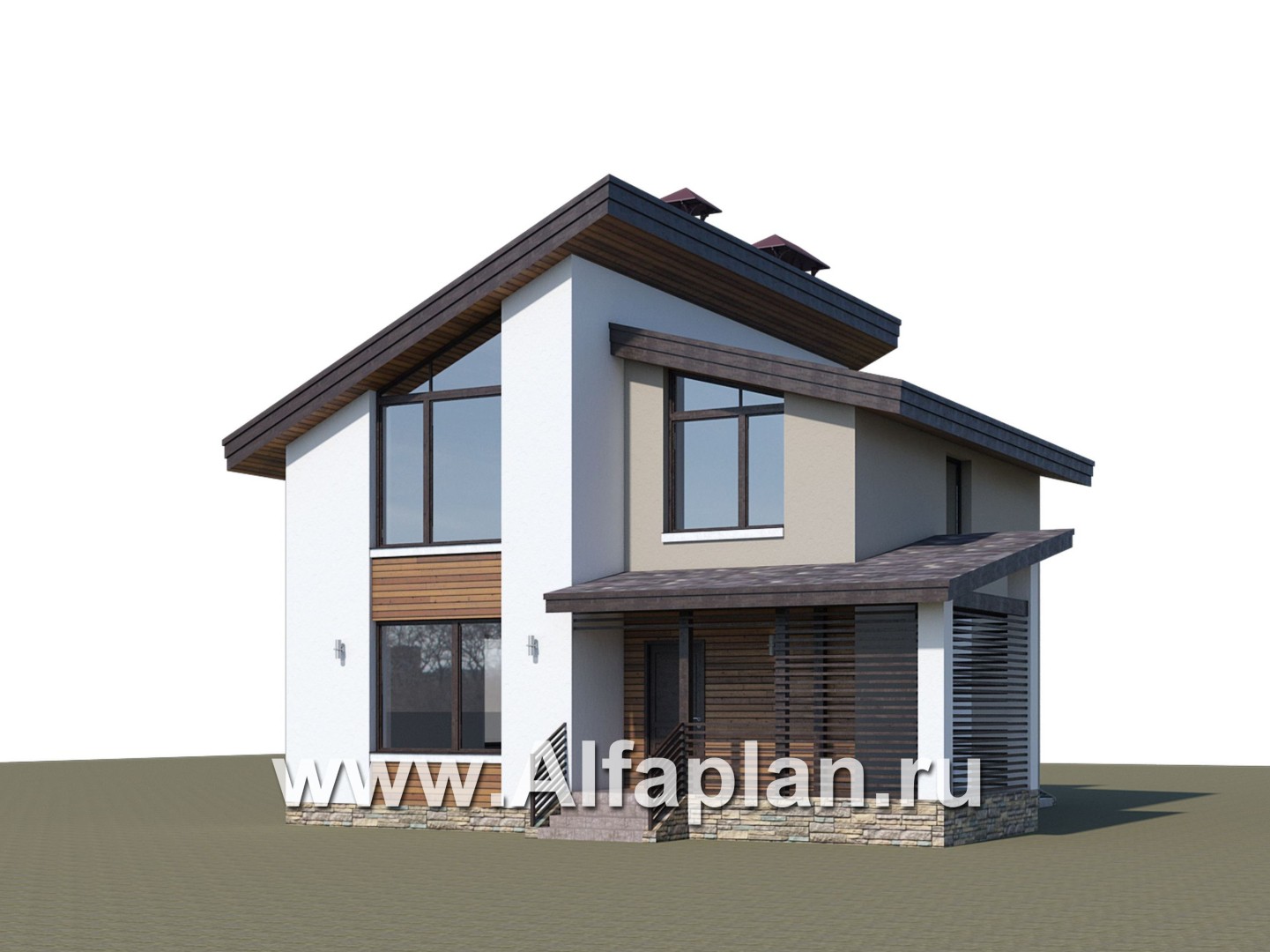 Проекты домов Альфаплан - «Оптима»- стильный небольшой дом - дополнительное изображение №1