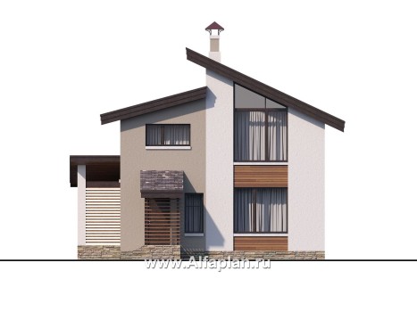 Проекты домов Альфаплан - «Оптима»- стильный небольшой дом - превью фасада №4