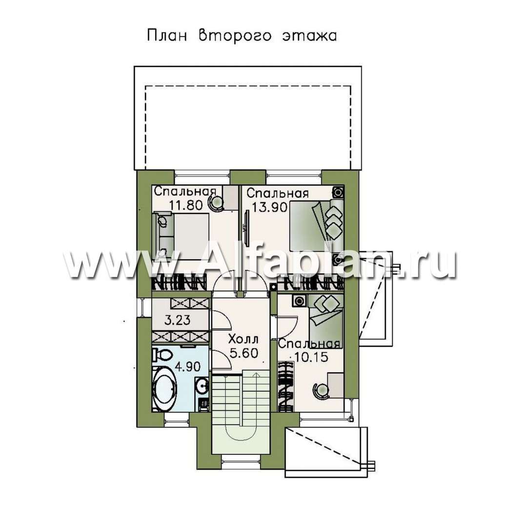 Проекты домов Альфаплан - «Рациональ» - компактный коттедж с плоской кровлей - изображение плана проекта №2