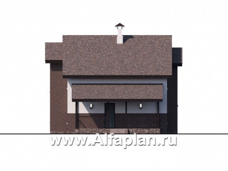 Проекты домов Альфаплан - Уютный загородный дом с двускатной кровлей - превью фасада №2