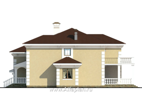 «Привилегия» - проект двухэтажного дома из кирпиечй,  мастер-спальня, с террасой, с гаражом на 2 авто - превью фасада дома