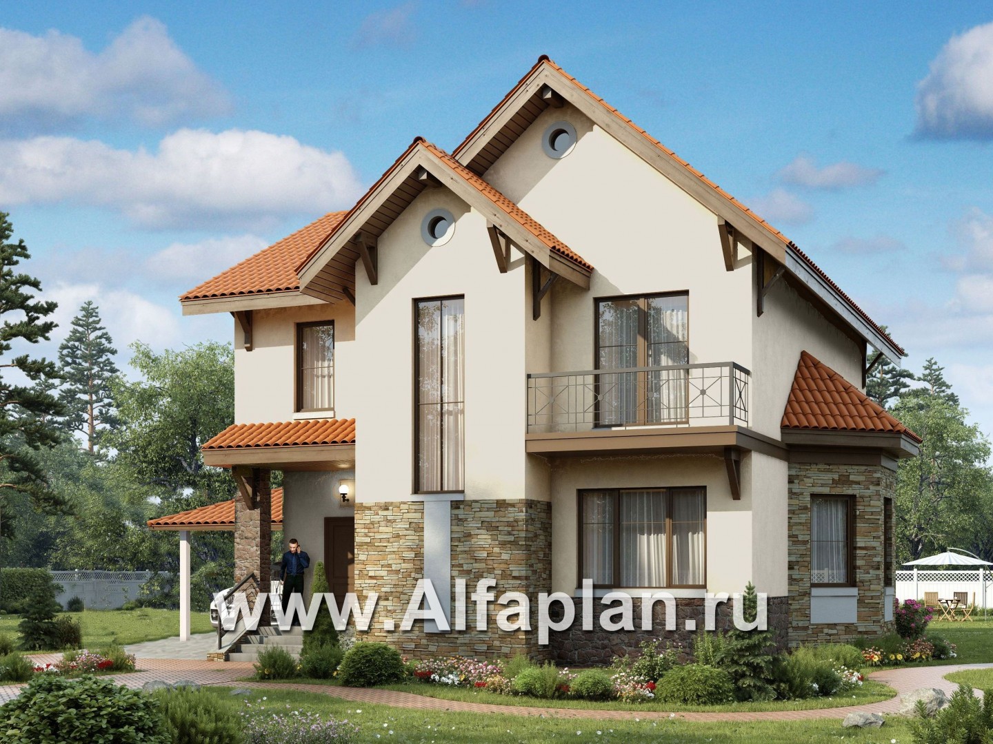 Проекты домов Альфаплан - «Pro vita» - компактный дом с удобной планировкой - основное изображение