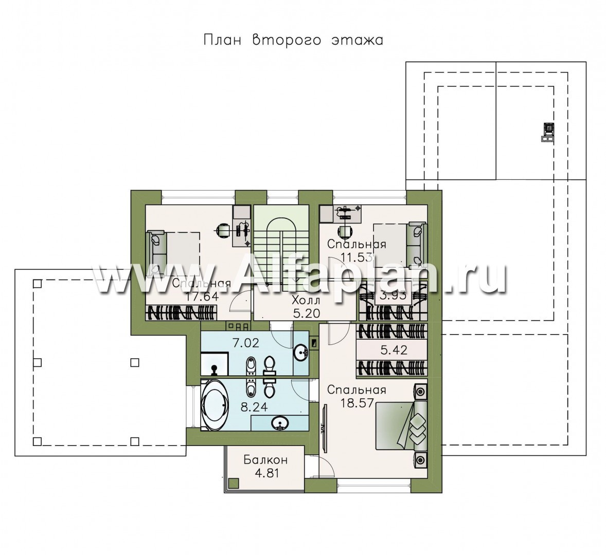 Проекты домов Альфаплан - «Альтернатива Хиггса» - современный дом с красивой верандой - изображение плана проекта №2