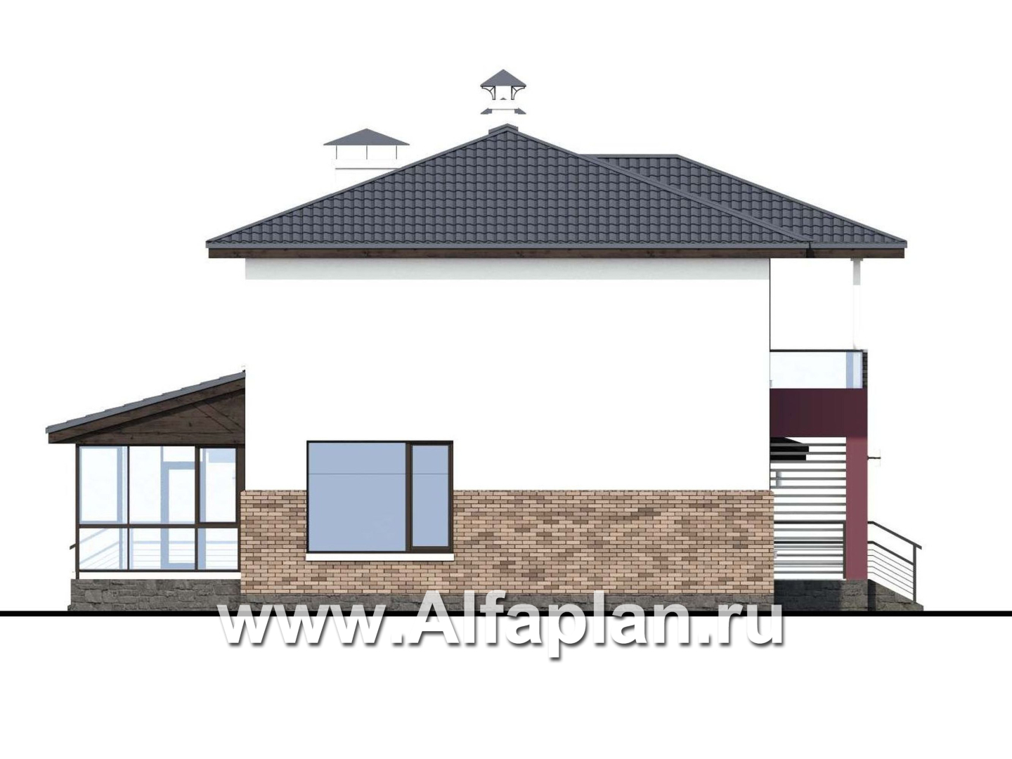 Проекты домов Альфаплан - «Орбита» - современный и удобный компактный дом - изображение фасада №3