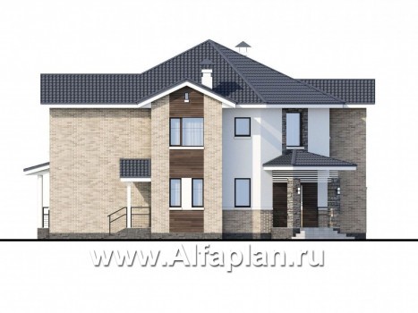 Проекты домов Альфаплан - «Махаон» - эксклюзивный дом с диагональным построением - превью фасада №1