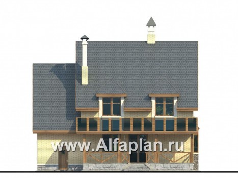 Проекты домов Альфаплан - «Норд» - проект двухэтажного загородного дома с гаражом и террасой - превью фасада №4