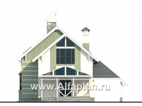 Проекты домов Альфаплан - «Компакт» - проект мансардного дома с двускатной кровлей - превью фасада №4