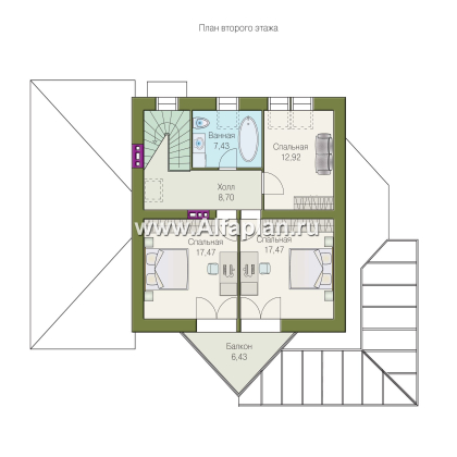 Проекты домов Альфаплан - «Кристалл» - загородный дом с оранжереей - превью плана проекта №2
