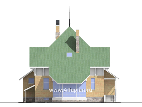 Проекты домов Альфаплан - «Петит Плюс» - коттедж с цокольным этажом - превью фасада №4