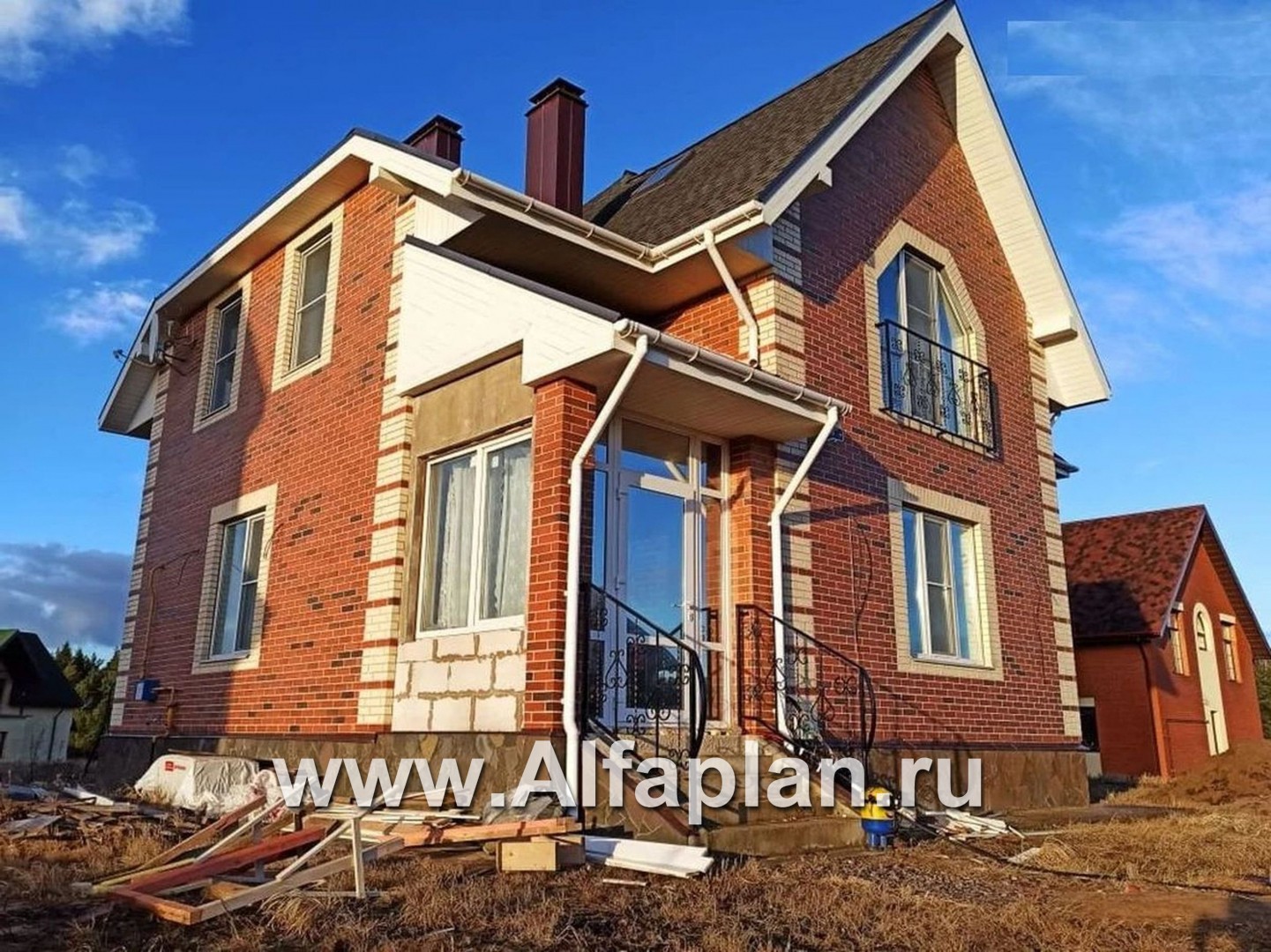 Проекты домов Альфаплан - «Клио» - коттедж из газобетона с угловой террасой - дополнительное изображение №5