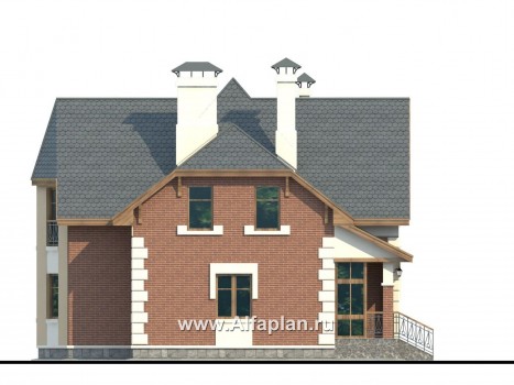 Проекты домов Альфаплан - «Клио» - коттедж из газобетона с угловой террасой - превью фасада №3