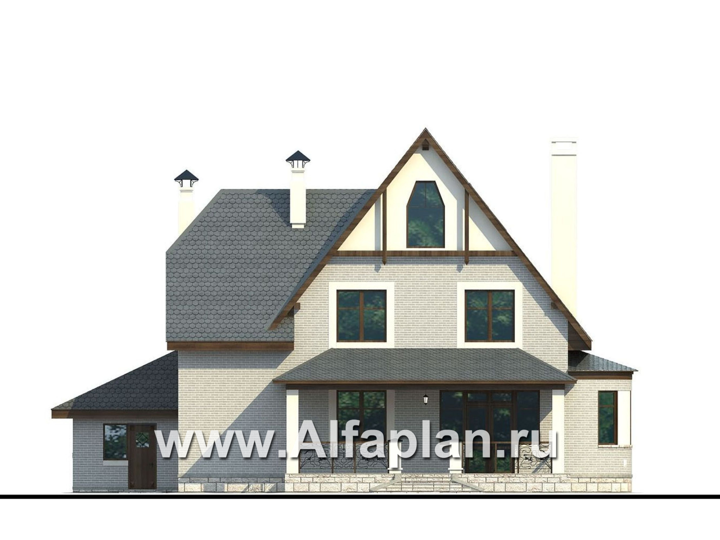 Проекты домов Альфаплан - «Ленский» - романтический дом  для большой семьи - изображение фасада №4