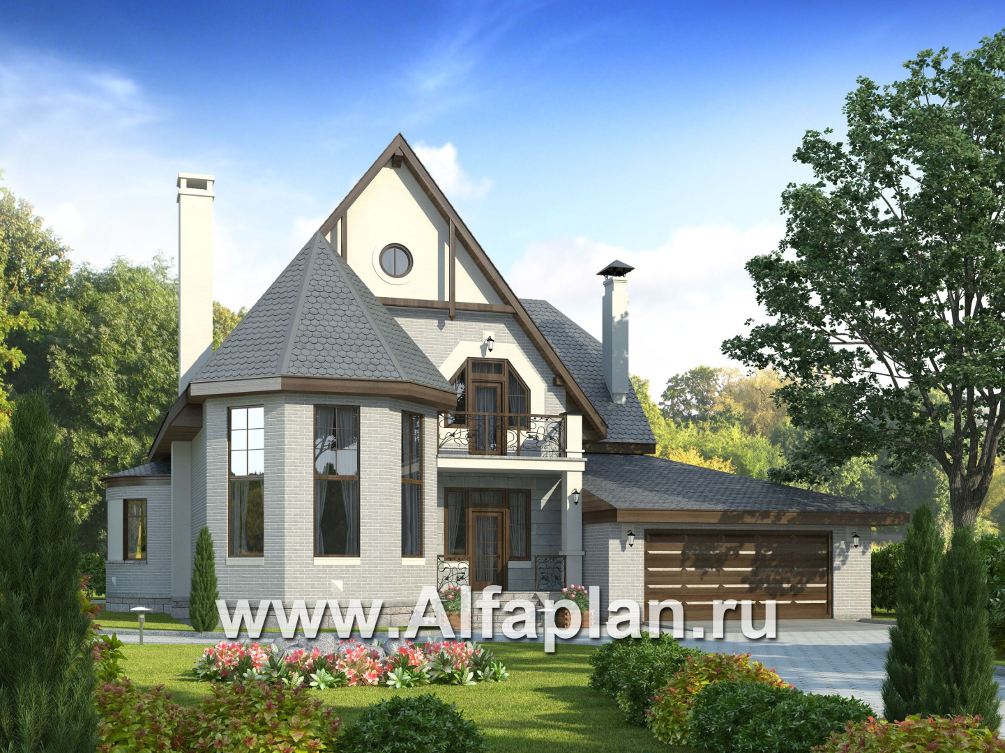 Проекты домов Альфаплан - «Ленский» - романтический дом  для большой семьи - основное изображение