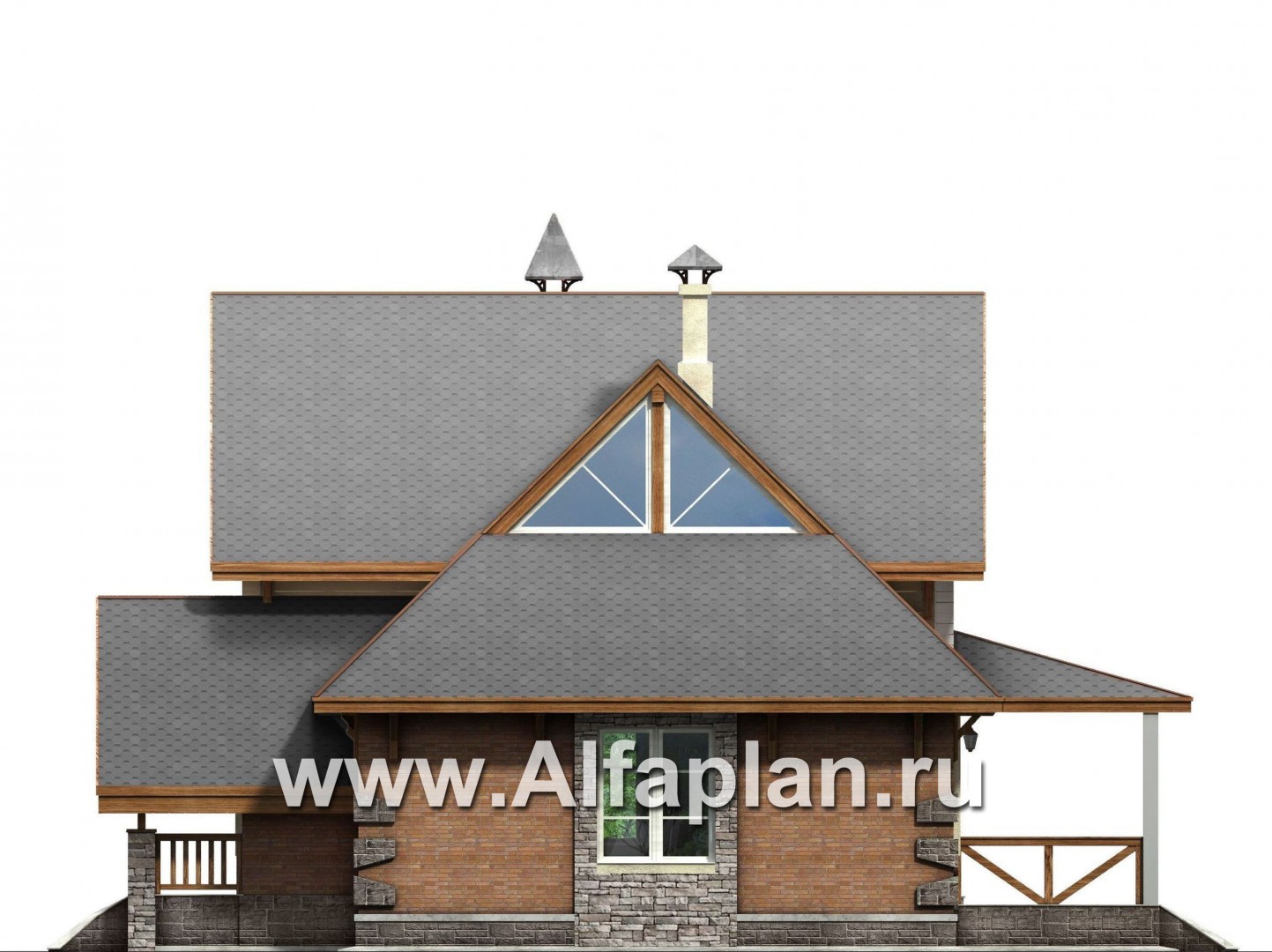 Проекты домов Альфаплан - «Альпенхаус»- альпийское шале из комбинированных материалов - изображение фасада №2