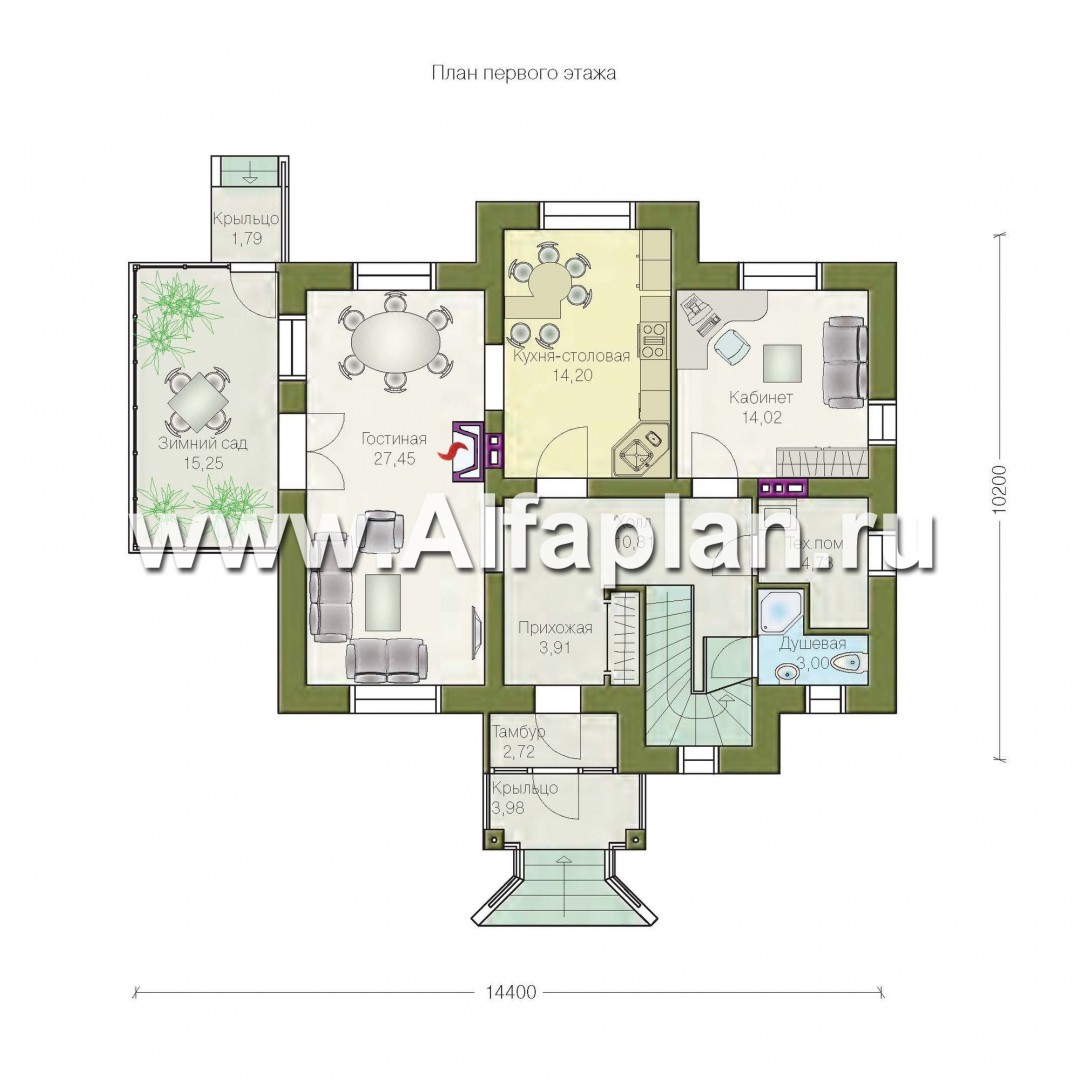 Проекты домов Альфаплан - «Разумовский» - элегантный загородный дом - изображение плана проекта №1
