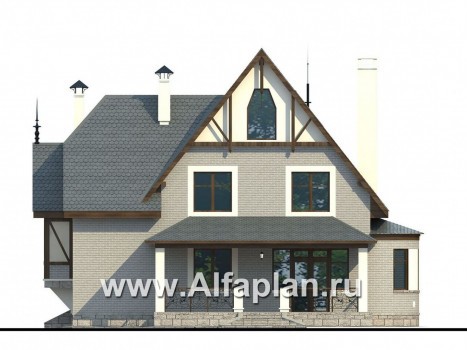 Проекты домов Альфаплан - «Пенаты» - дом с богатой живописной архитектурой - превью фасада №4