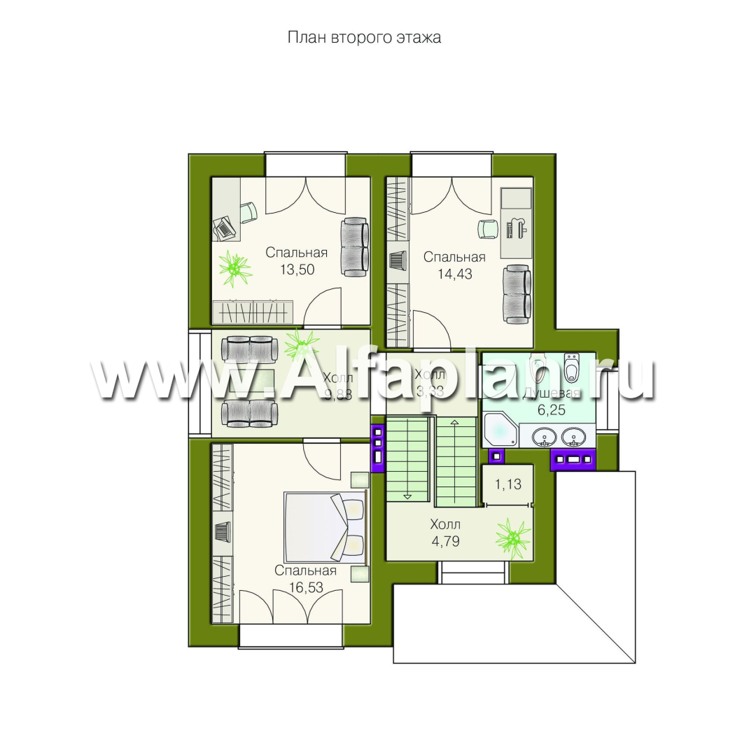 Проекты домов Альфаплан - Дом из газобетона «Индиго» - изображение плана проекта №3