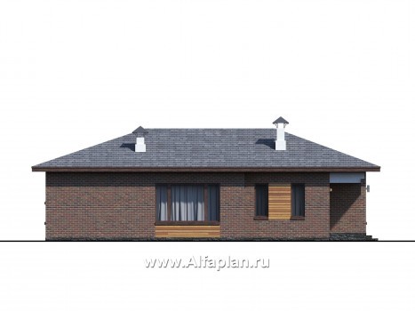 Проекты домов Альфаплан - «Притяжение» - одноэтажный дом с тремя спальнями - превью фасада №2