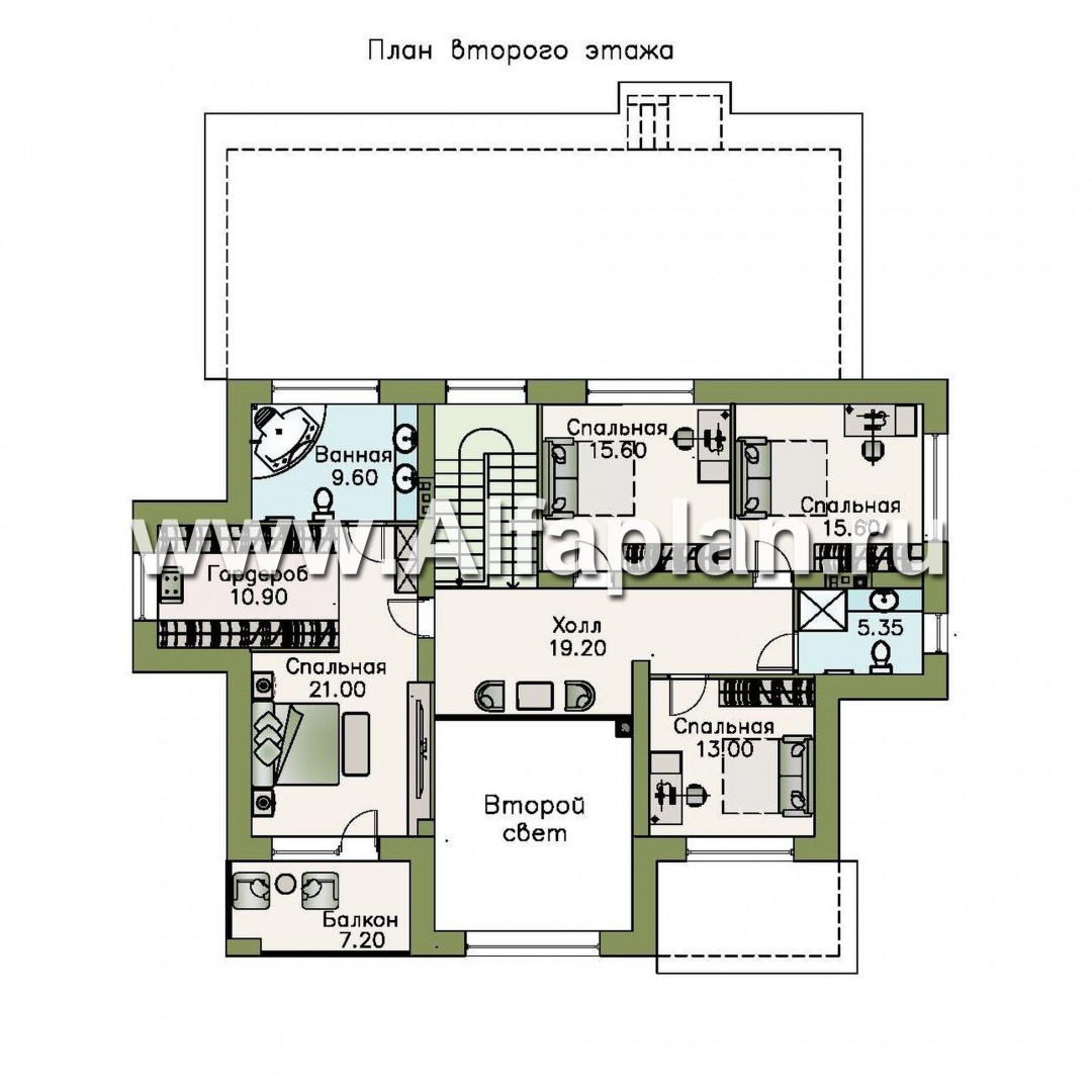 Проекты домов Альфаплан - «Арно» - классический особняк с двусветной столовой и бассейном - изображение плана проекта №2