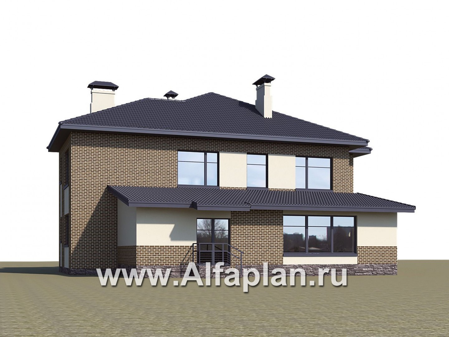 Проекты домов Альфаплан - «Арно» - классический особняк с двусветной столовой и бассейном - дополнительное изображение №2