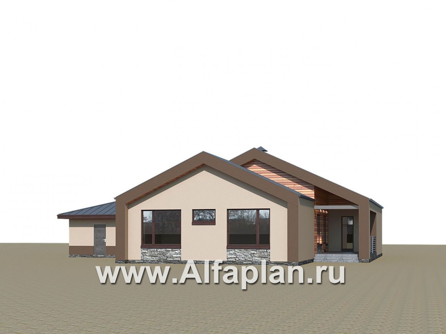 Проекты домов Альфаплан - «Аркада» - современный одноэтажный дом с сауной и большим гаражом - дополнительное изображение №3