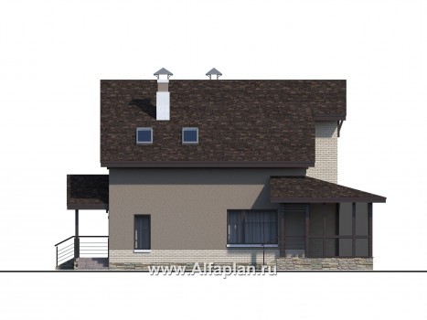 Проекты домов Альфаплан - «Регата» - проект дома с двускатной крышей - превью фасада №2