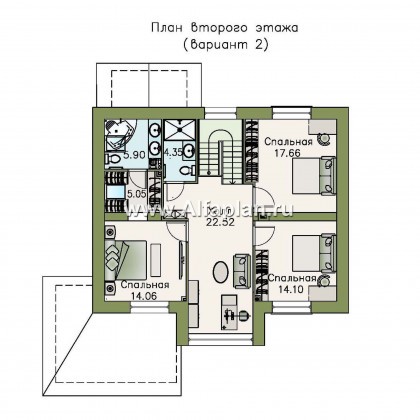 Проекты домов Альфаплан - «Регата» - проект дома с двускатной крышей - превью плана проекта №3