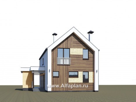 Проекты домов Альфаплан - «Барн» - современный мансардный дом с боковой террасой - превью дополнительного изображения №1