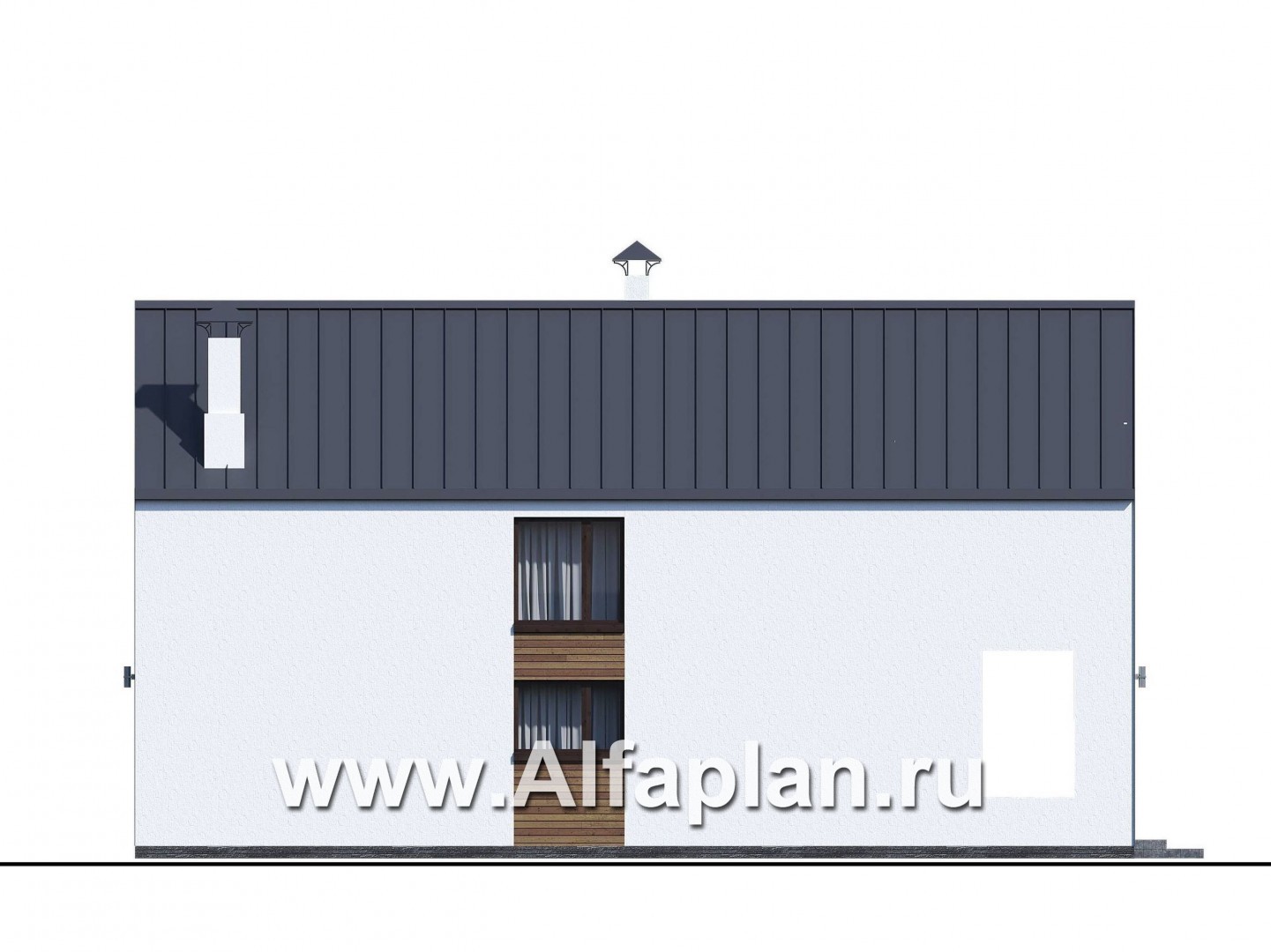 Проекты домов Альфаплан - «Барн» - современный мансардный дом с боковой террасой и балконом - изображение фасада №4