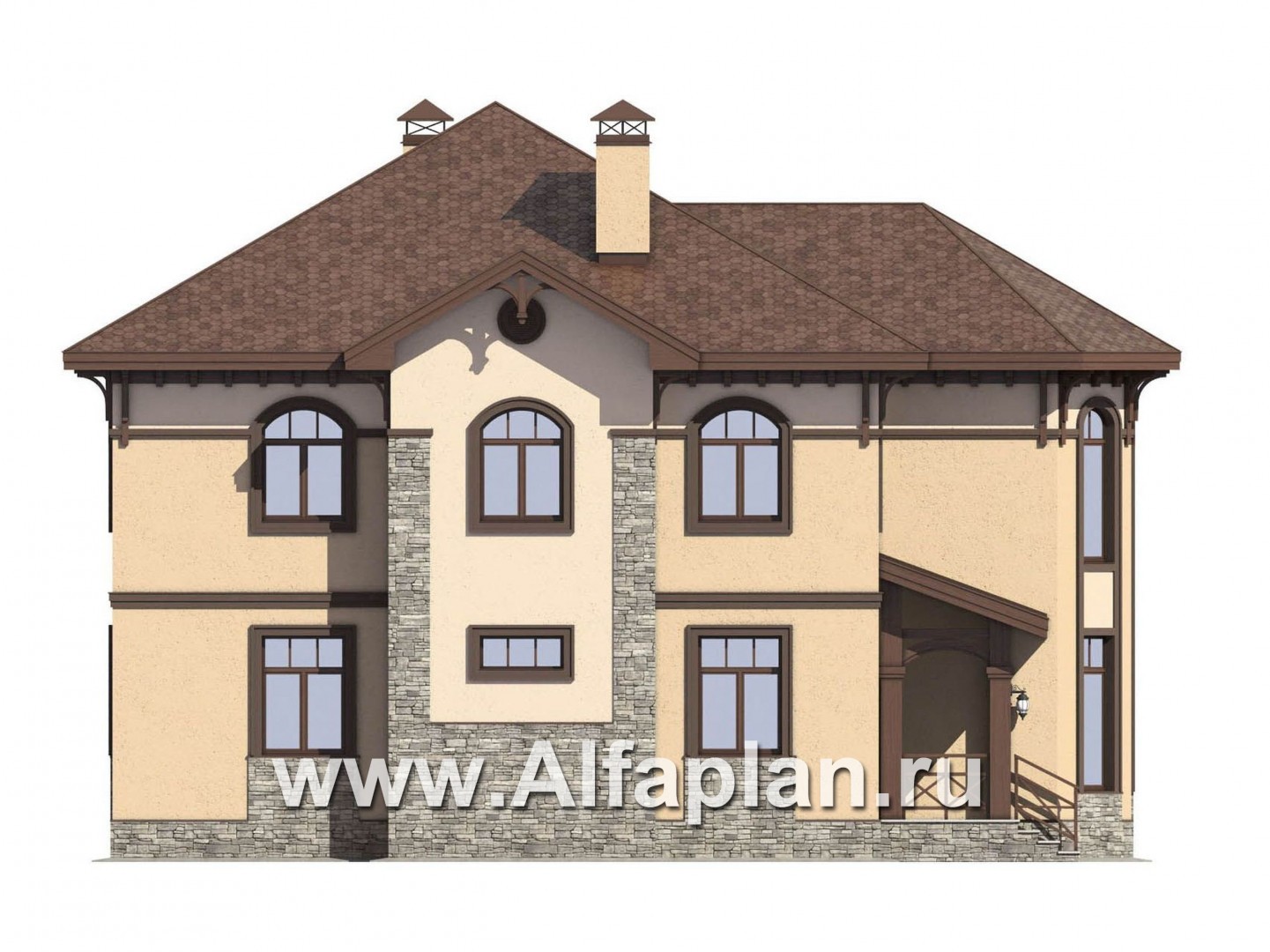 Проекты домов Альфаплан - Проект респектабельного двухэтажного дома - изображение фасада №3