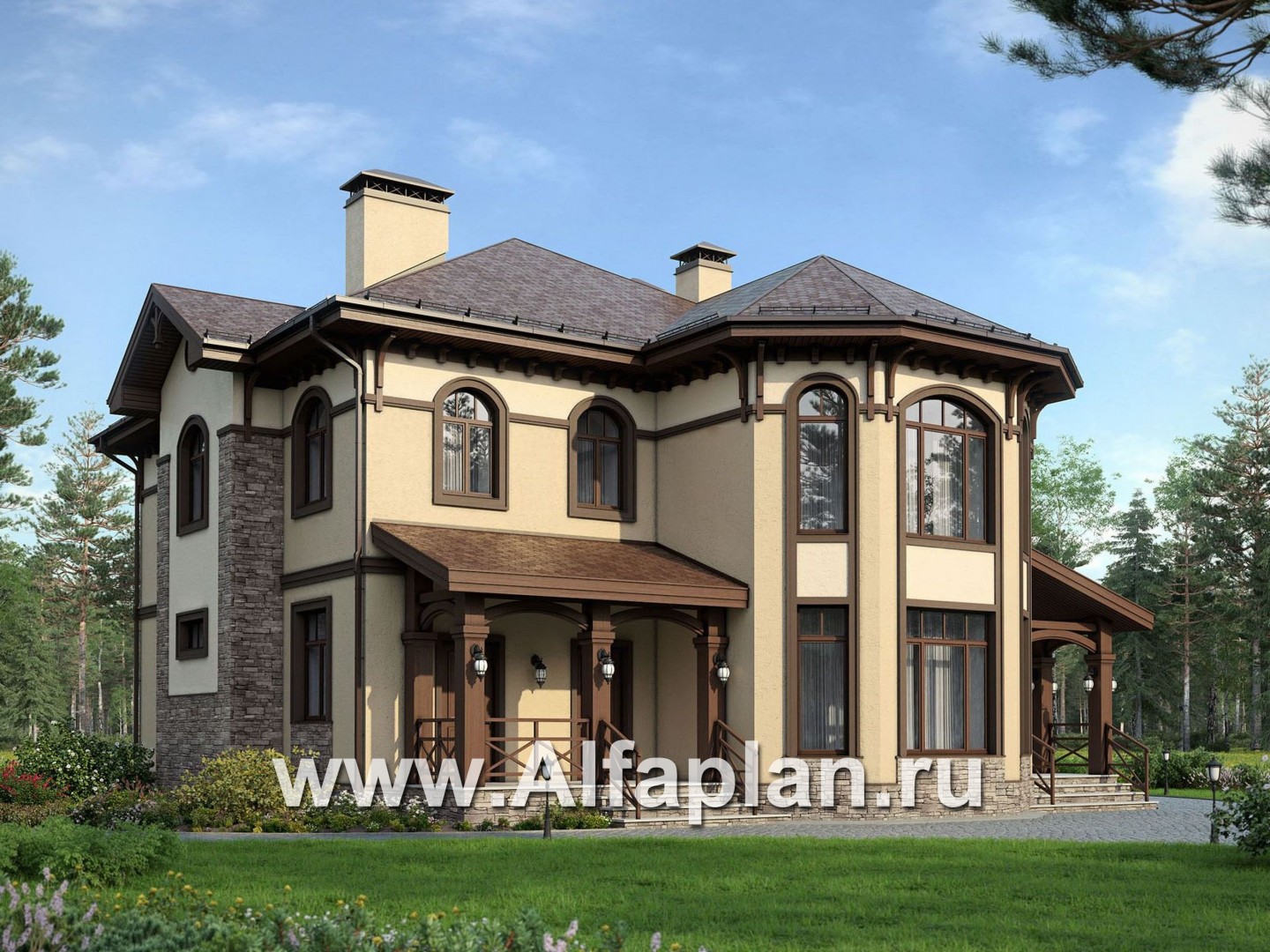 Проекты домов Альфаплан - Проект респектабельного двухэтажного дома - основное изображение