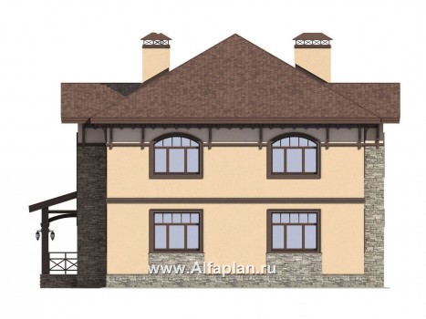 Проекты домов Альфаплан - Проект респектабельного двухэтажного дома - превью фасада №2