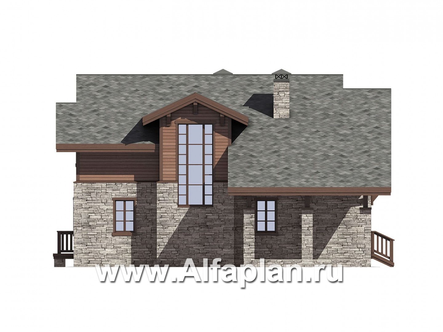 Проекты домов Альфаплан - Проект дома-шале с большой террасой - изображение фасада №4