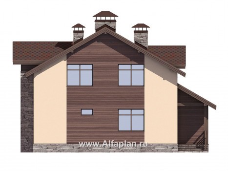 Проекты домов Альфаплан - Проект мансардного дома с барбекю на террасе - превью фасада №3