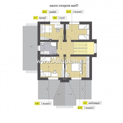 Проекты домов Альфаплан - Проект мансардного дома с барбекю на террасе - превью плана проекта №2
