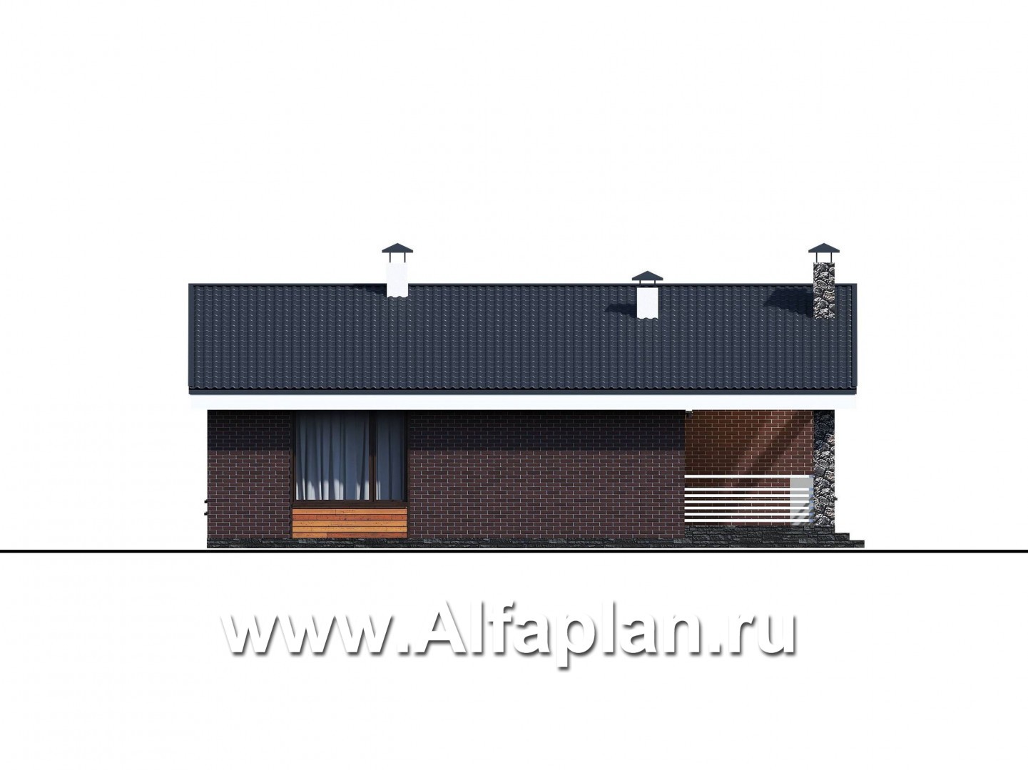 Проекты домов Альфаплан - «Веда» - проект одноэтажного дома с сауной - изображение фасада №3