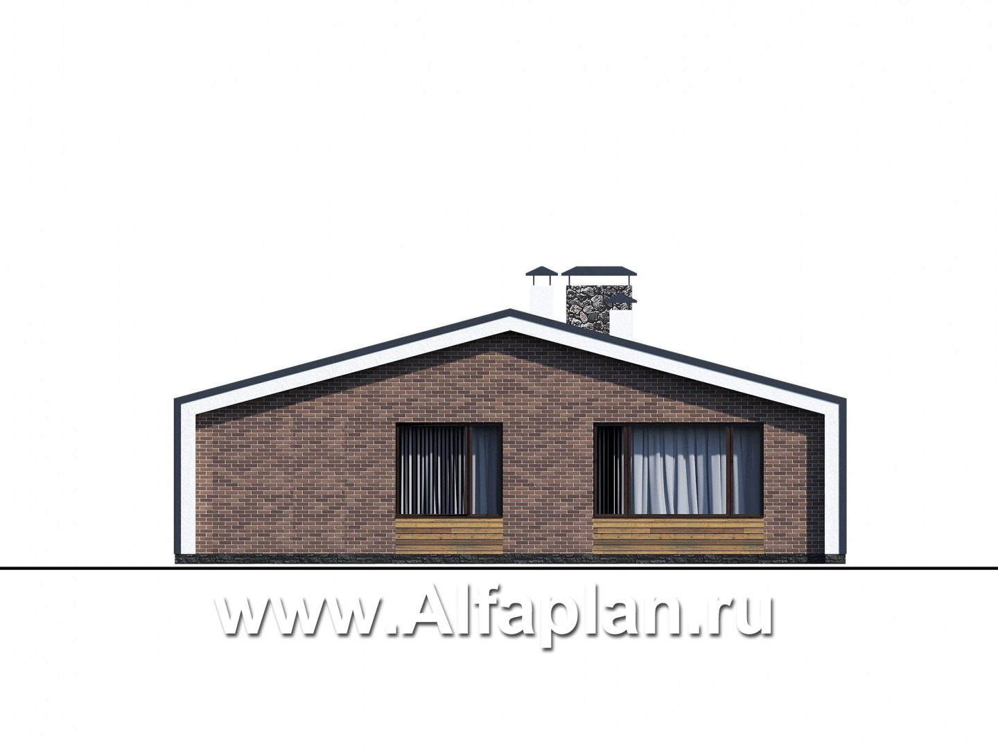 Проекты домов Альфаплан - «Веда» - проект одноэтажного дома с сауной в стиле барн - изображение фасада №3