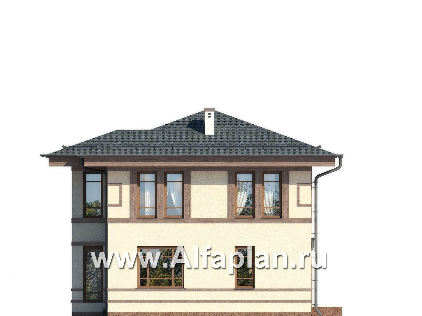 Проекты домов Альфаплан - Проект двухэтажного дома в восточном стиле - изображение фасада №3