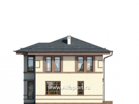 Проекты домов Альфаплан - Проект двухэтажного дома в восточном стиле - превью фасада №3
