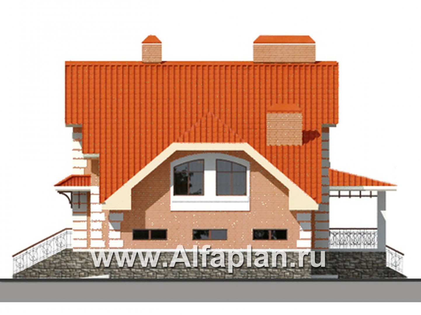 Проекты домов Альфаплан - Проект коттеджа с большим гаражом и террасой - изображение фасада №2
