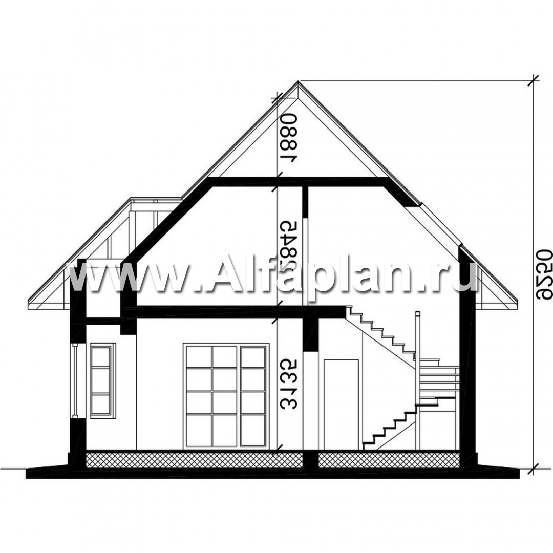 Проекты домов Альфаплан - Проект мансардного дома для небольшого участка - план проекта №3