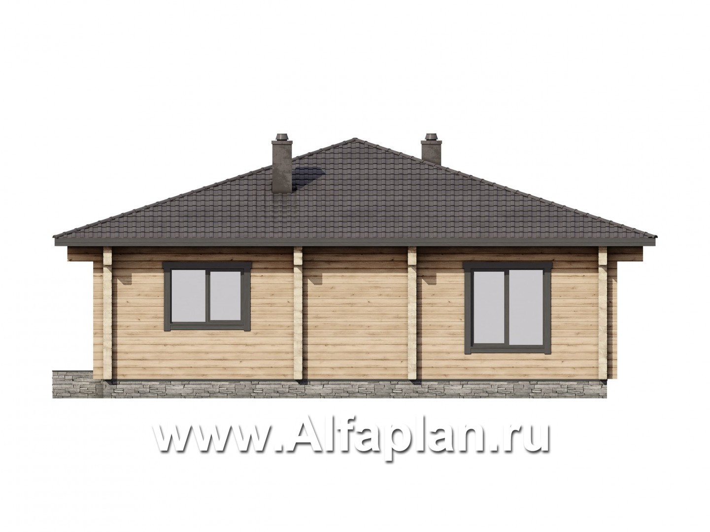 Проекты домов Альфаплан - Проект одноэтажного  дома  из бруса для отдыха - изображение фасада №2
