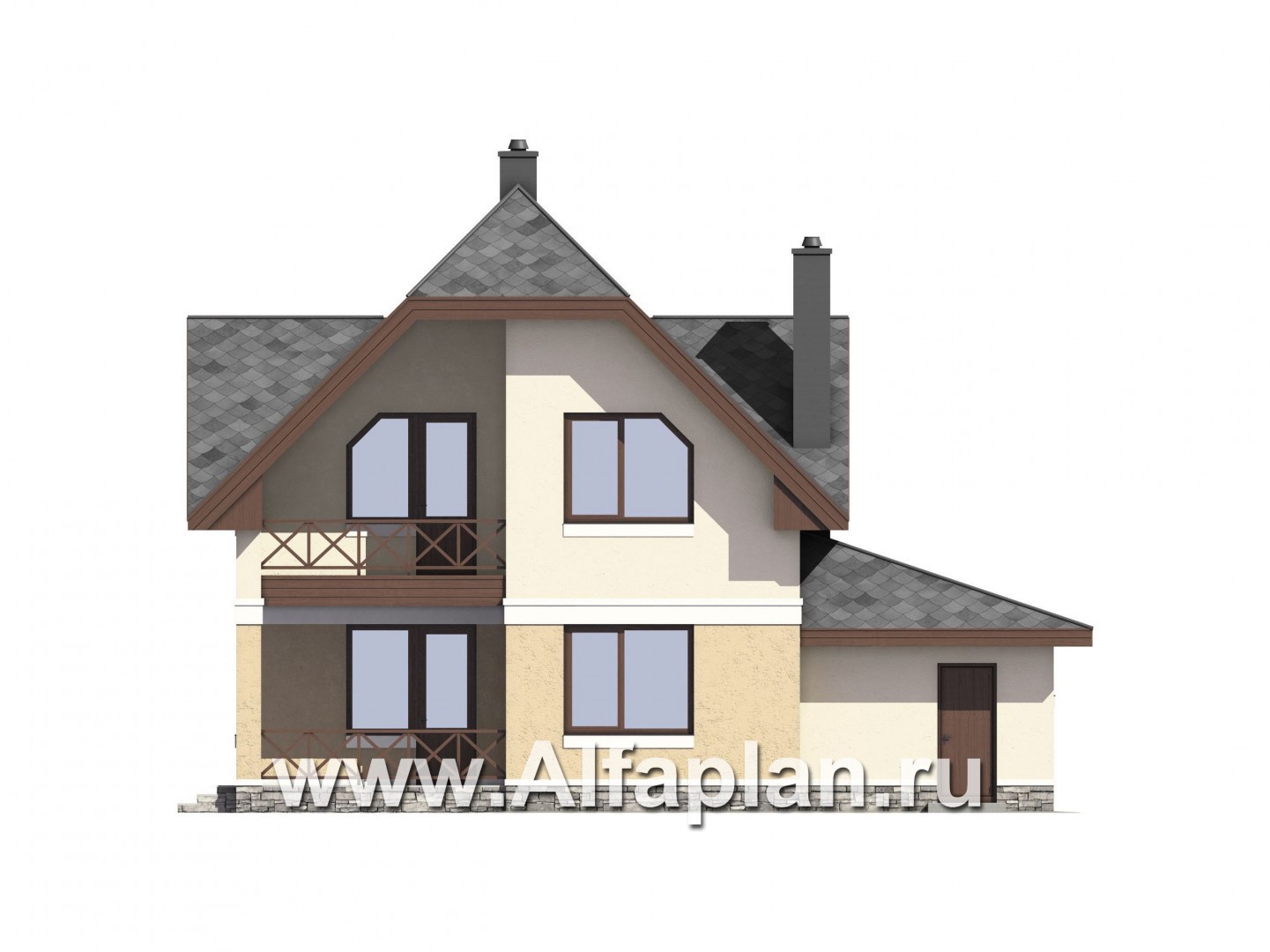 Проекты домов Альфаплан - Проект экономичного дома из газобетона с гаражом - изображение фасада №3