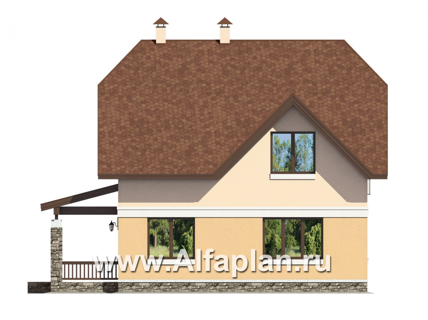 Проекты домов Альфаплан - Проект небольшого дома для загородной жизни - изображение фасада №4