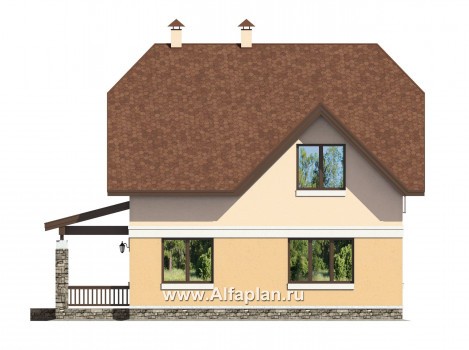 Проекты домов Альфаплан - Проект небольшого дома для загородной жизни - превью фасада №4