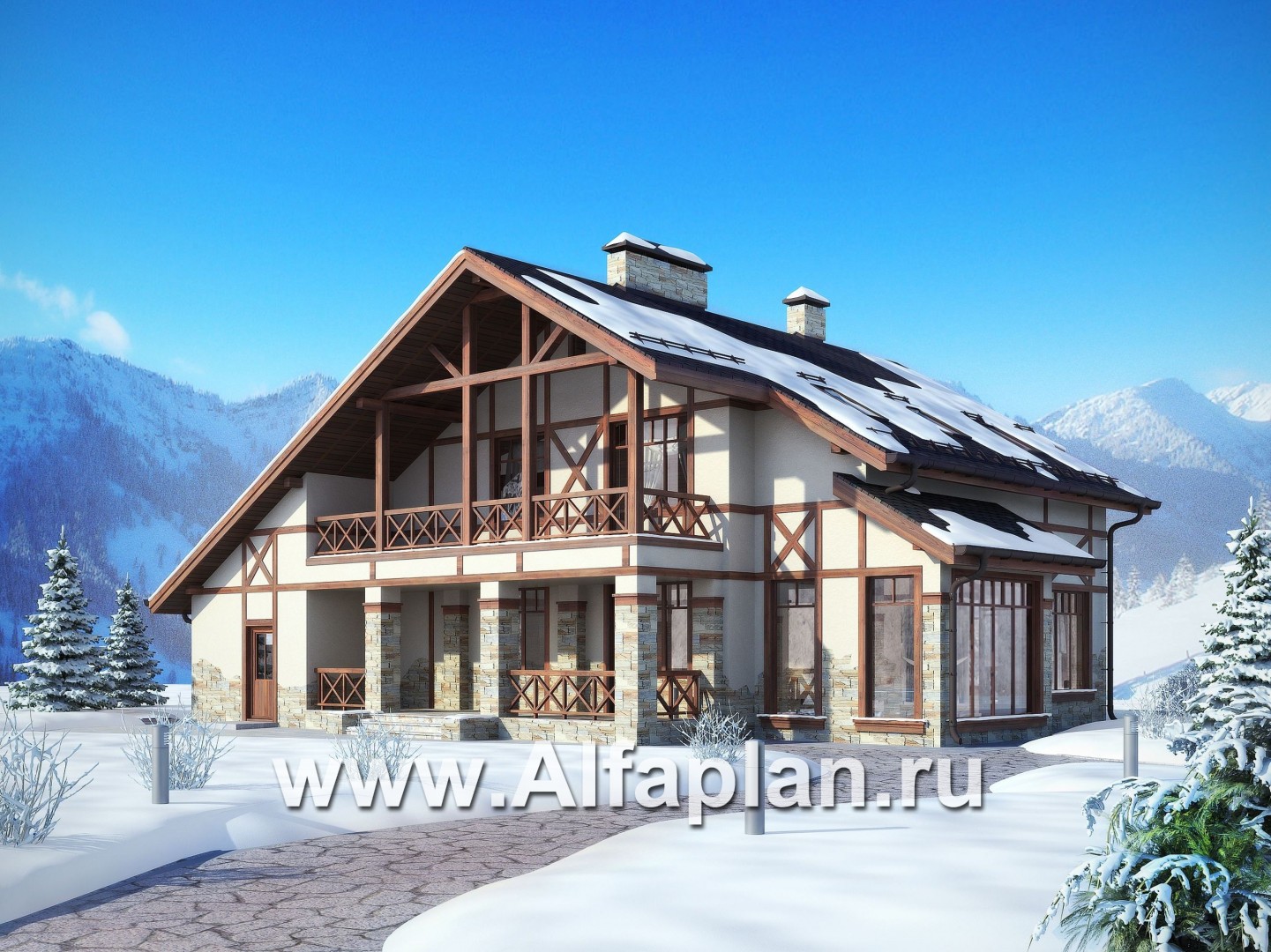 Проекты домов Альфаплан - Проект альпийского шале - дополнительное изображение №2