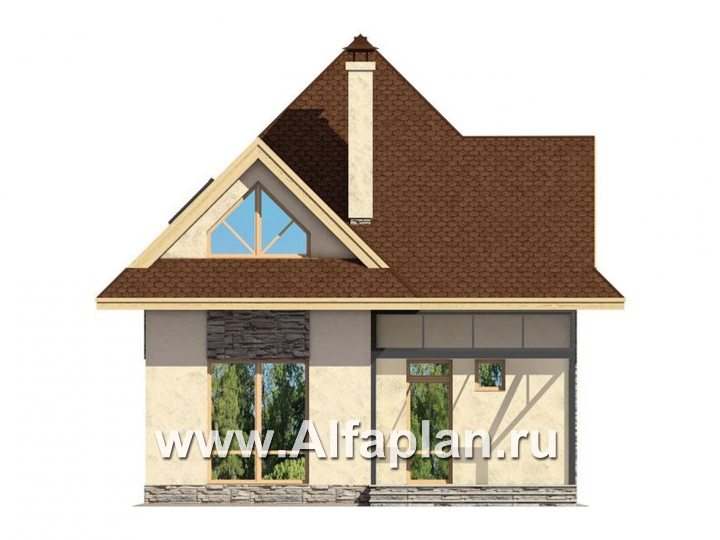 Проекты домов Альфаплан - Проект мансардного дома для маленького участка - изображение фасада №1