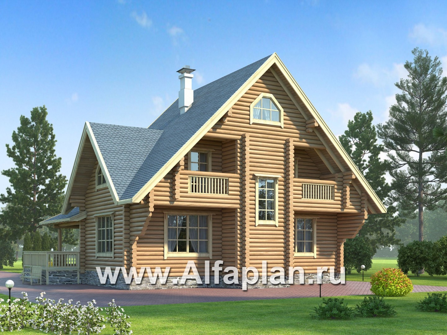 Проекты домов Альфаплан - Проект прадиционного деревянного загородного дома - дополнительное изображение №2